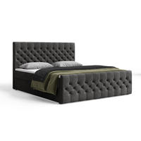 BOXBETT 12 140 x 200 cm - Manila - Modernes Polsterbett mit Bettkasten inkl. PU-Schaum-Topper und Federmechanismus - Schwarz, Holz (140/200cm) - ROYAL24_MARKT