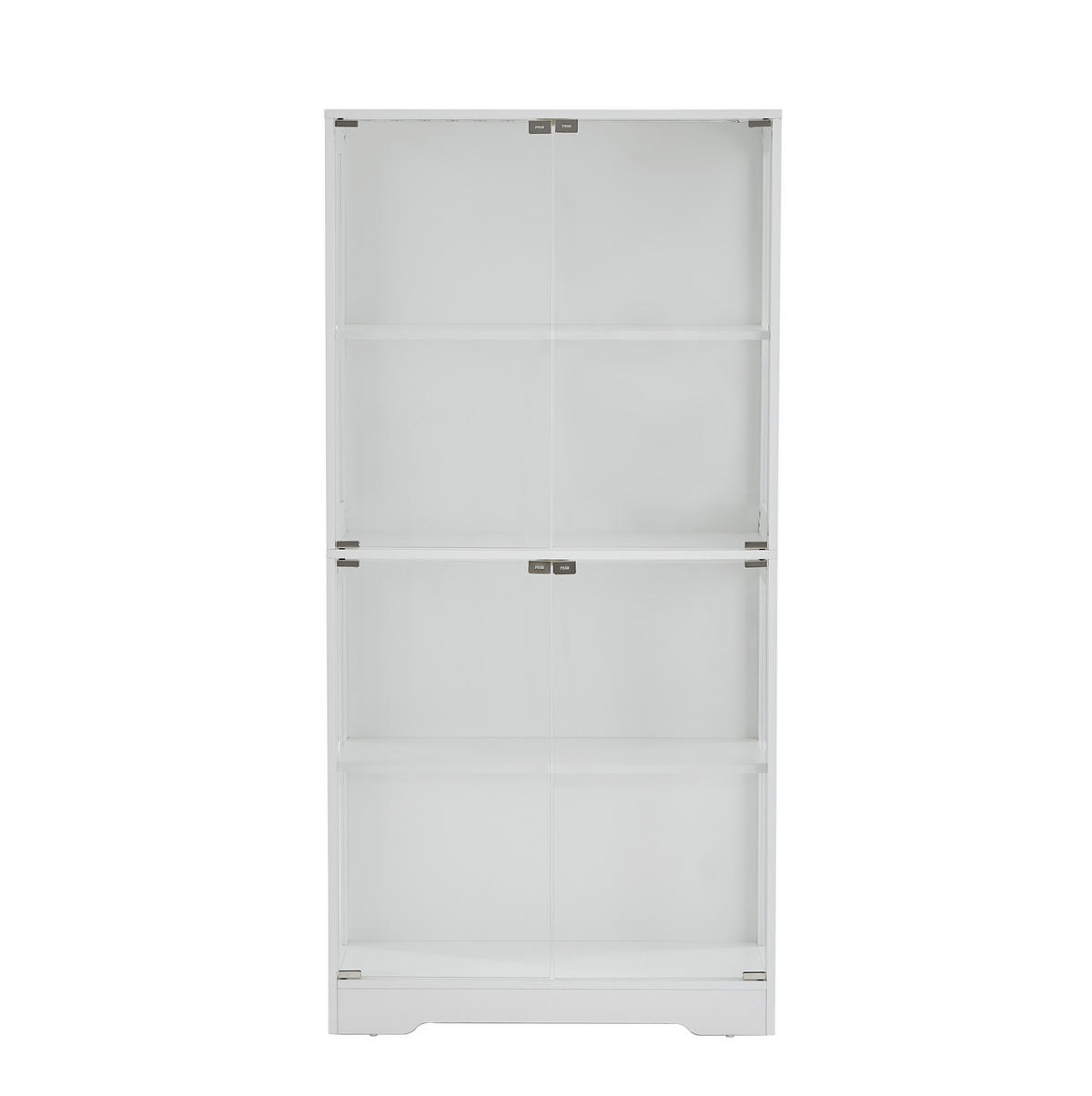 GLASVITRINE aus MDF und Glas 80x35x165 cm Weiß mit LED-Beleuchtung, Sensortechnik und Stauraum - Weiß, Holzwerkstoff (80/165/35cm) - Modfu