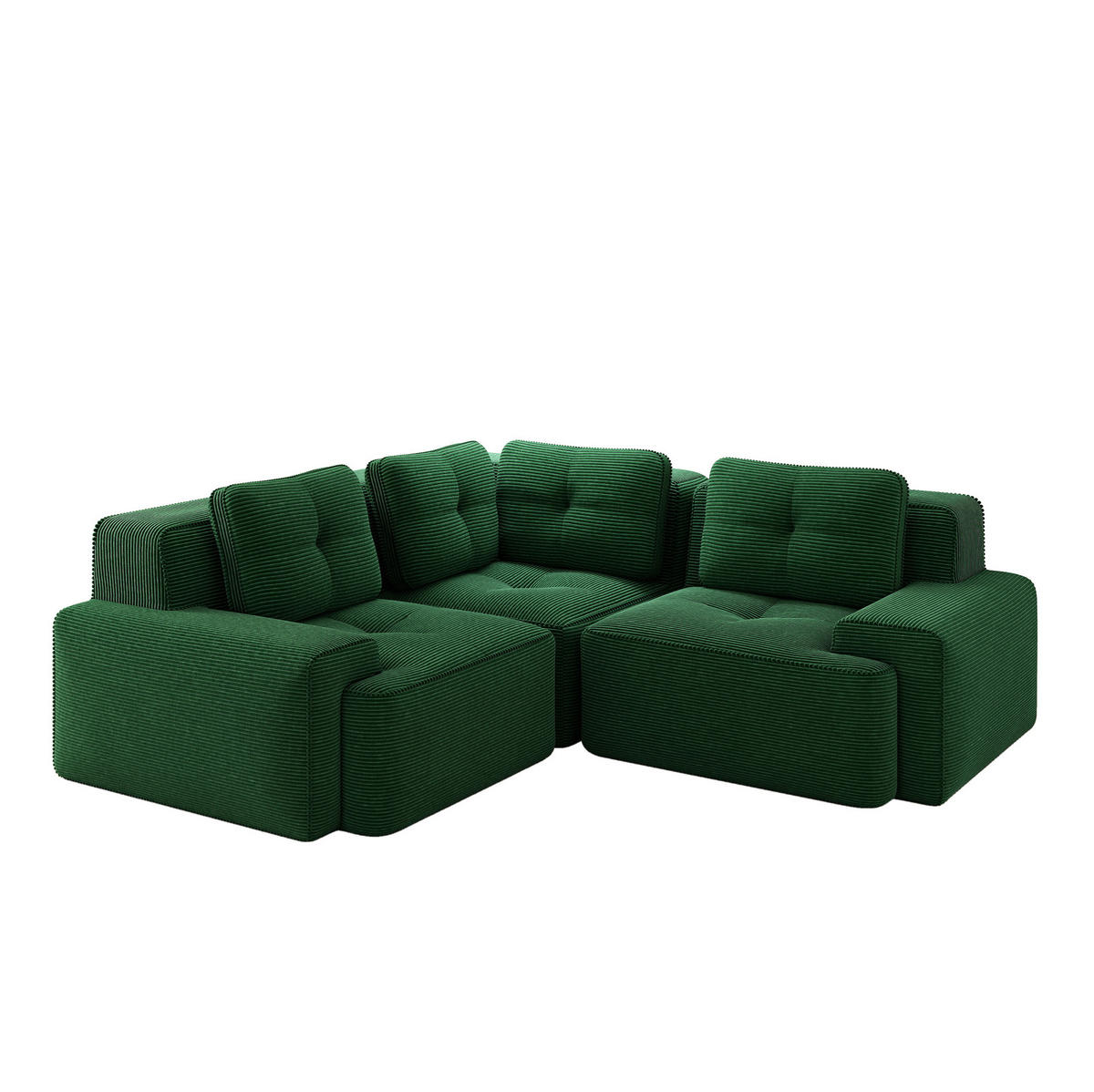 SOFA modulares Ecksofa mit tiefer Sitzfläche Cord Green - Grün, Kunststoff (104/177cm) - Meubliv