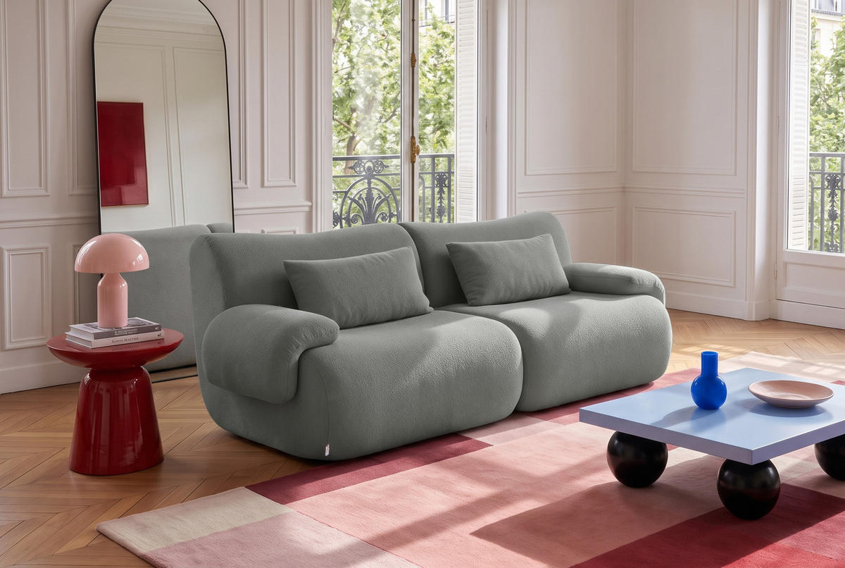 2-SITZER-SOFA Bouclé-Stoff Wolkengrau - Grau, Textil (194/73/95cm) - MILYsofa