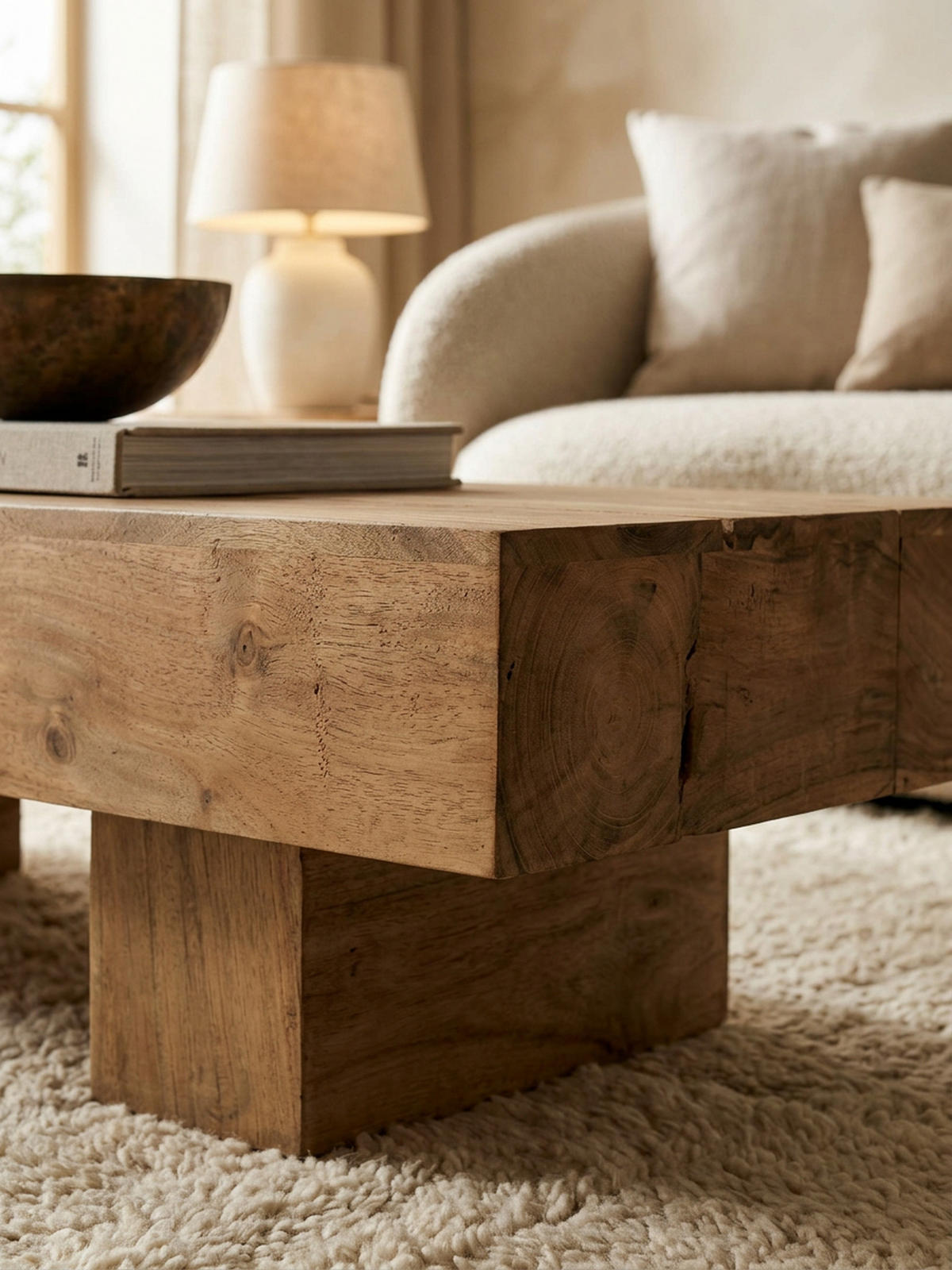 COUCHTISCH aus Massivholz, handgefertigt, pflegeleicht, aus Akazienholz und Edelholz, Beige 120x45x30 cm - Beige, Holz (45/120/30cm) - KADIMA DESIGN