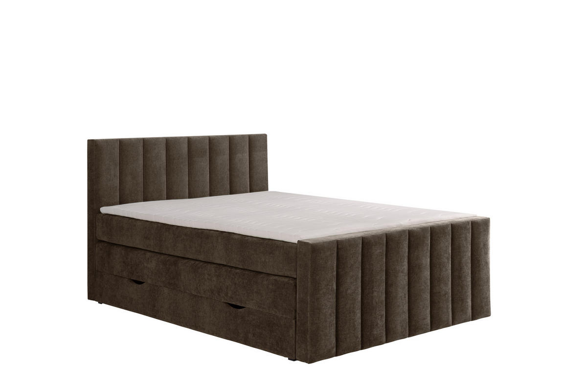 BOXSPRINGBETT VELTRA mit Topper und Bettkasten, Braun, 180x200 cm - Braun, Textil (180/200cm) - KS Home Concept