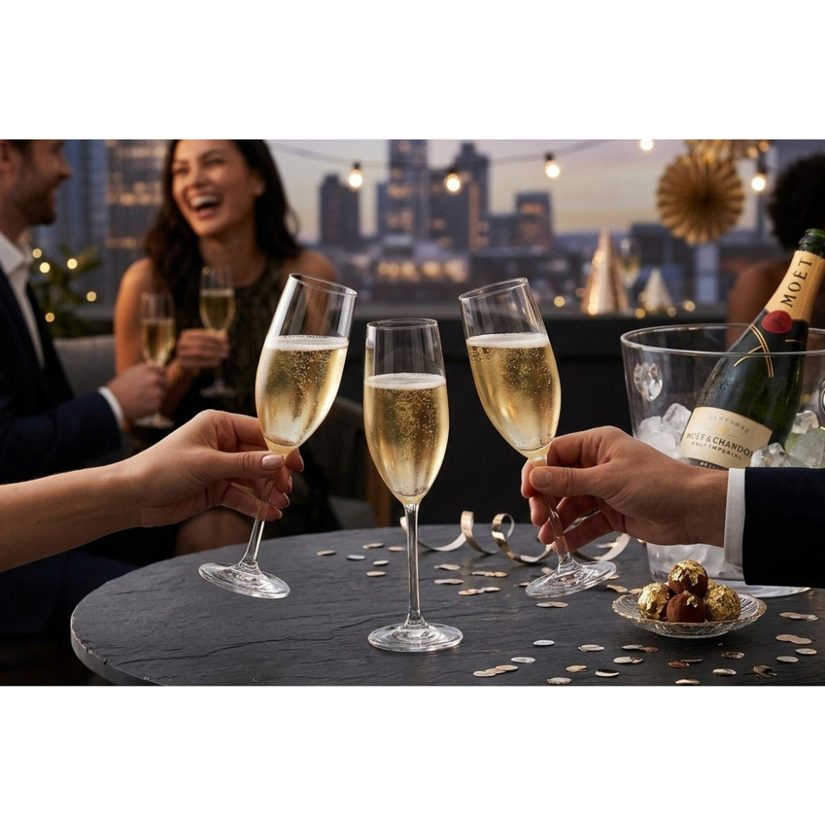 CHAMPAGNERGLÄSER, Kristall, 2er Set, Sektgläser, Kristallglas, spülmaschinenfest, hochwertig, Party, Hochzeit, elegant, Trinkgläser, Geschenkidee - Transparent, Glas (0.5L) - Tefal