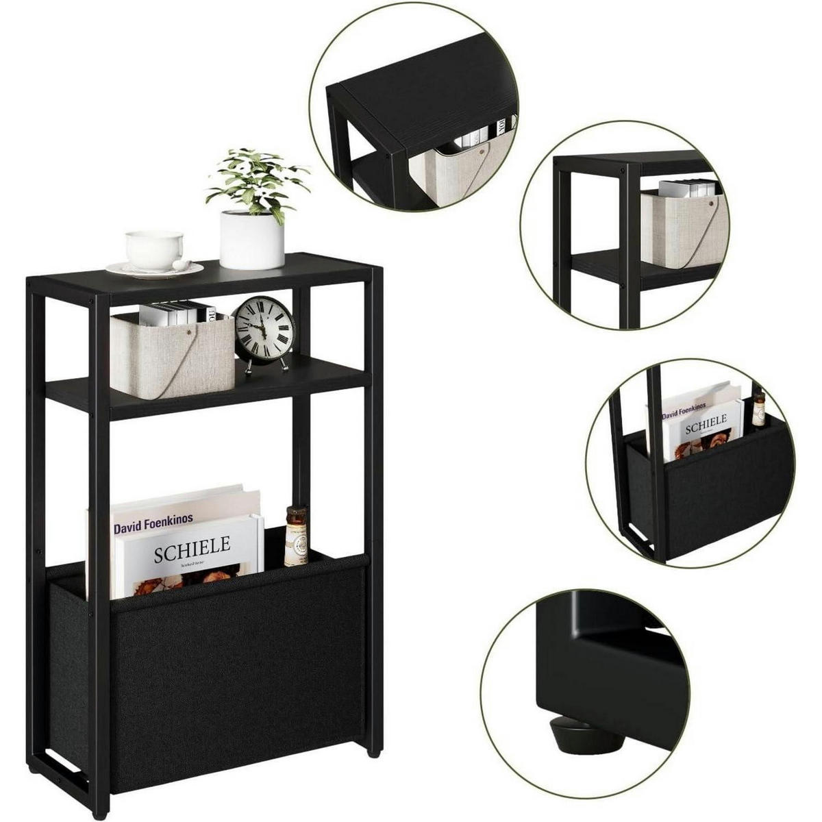 BEISTELLTISCH 43 x 18.5 x 65 cm Schwarz - Schwarz, Metall (43/18/65cm)
