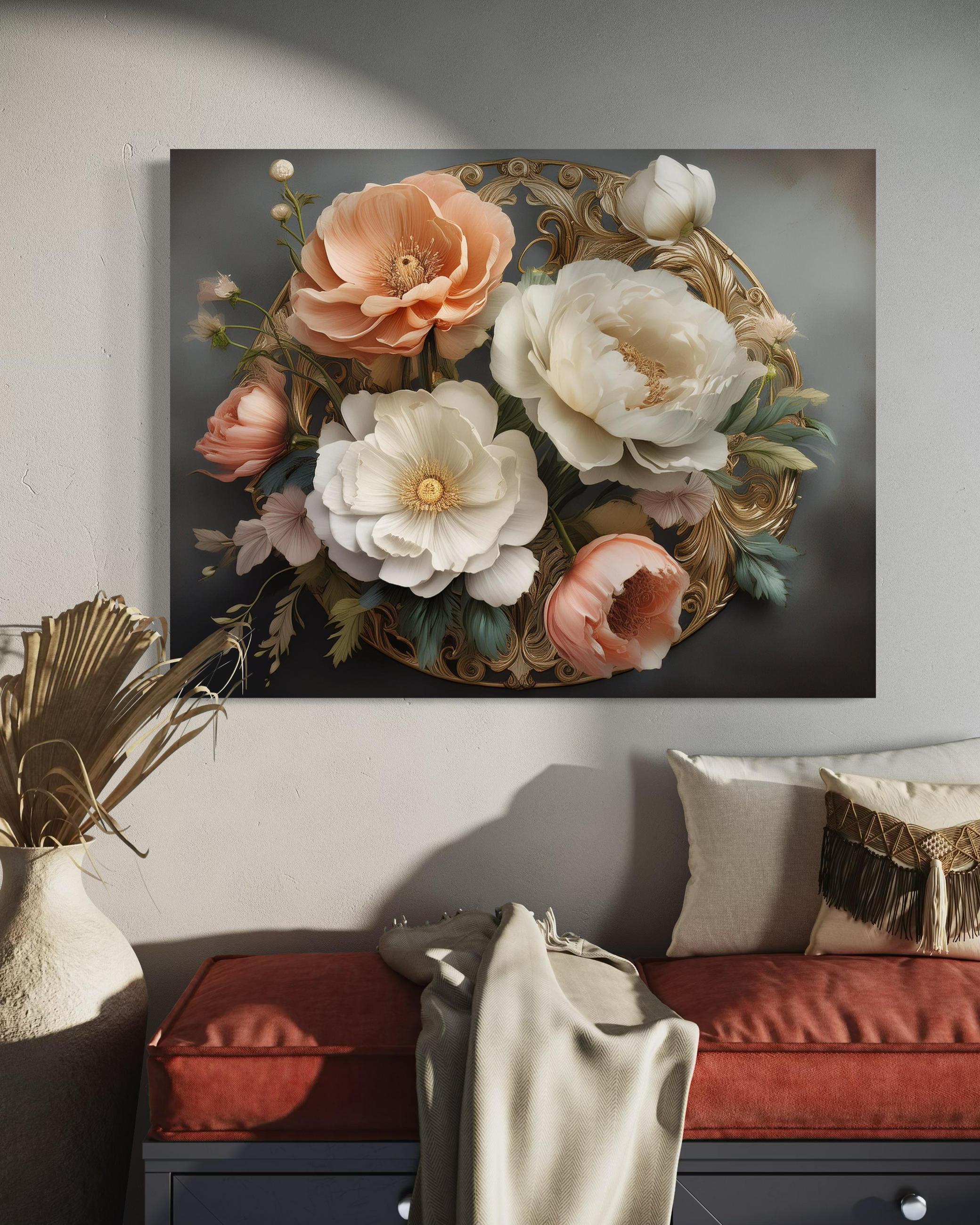 WANDBILD natur glamour blumen - Grau, Textil (60/40cm) - Feeby