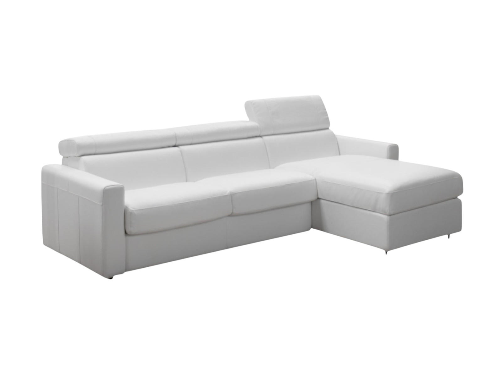 ECKSOFA Morris Echtleder mit Bettfunktion Weiß - Weiß, Leder/Metall (223/170cm)