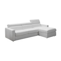 ECKSOFA Morris Echtleder mit Bettfunktion Weiß - Weiß, Leder/Metall (223/170cm)