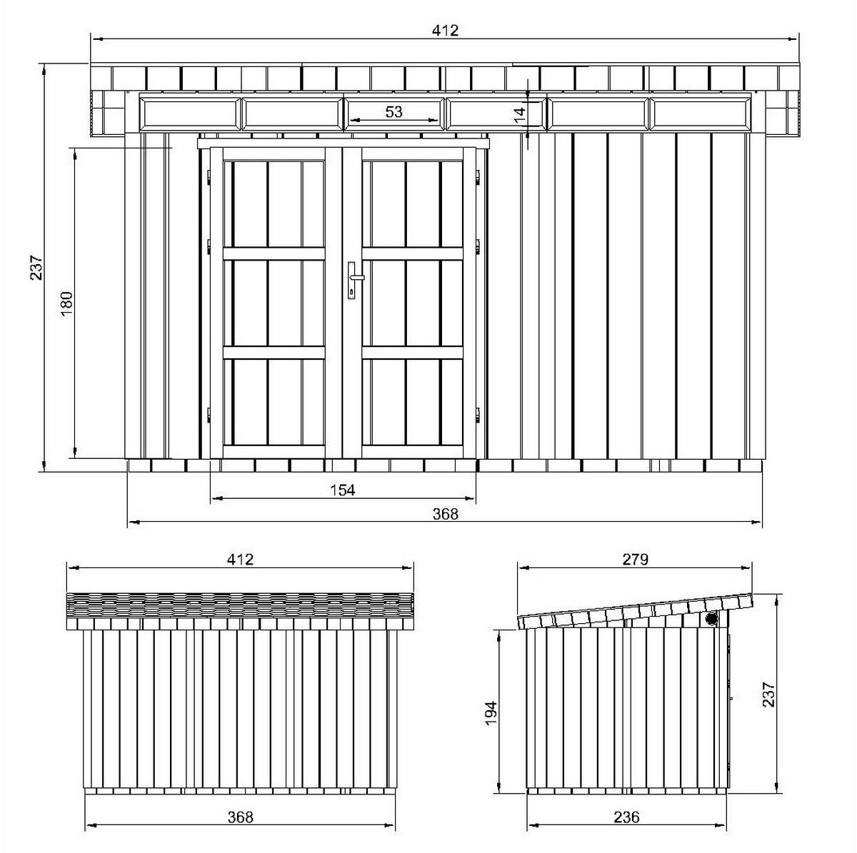 HOLZ-GARTHENHAUS basis LP SmartSide 8,7m² mit B411xL279xH239 cm - M904A - TUNDRA GREY - Grau, Holz (412/237/279cm) - Timbela