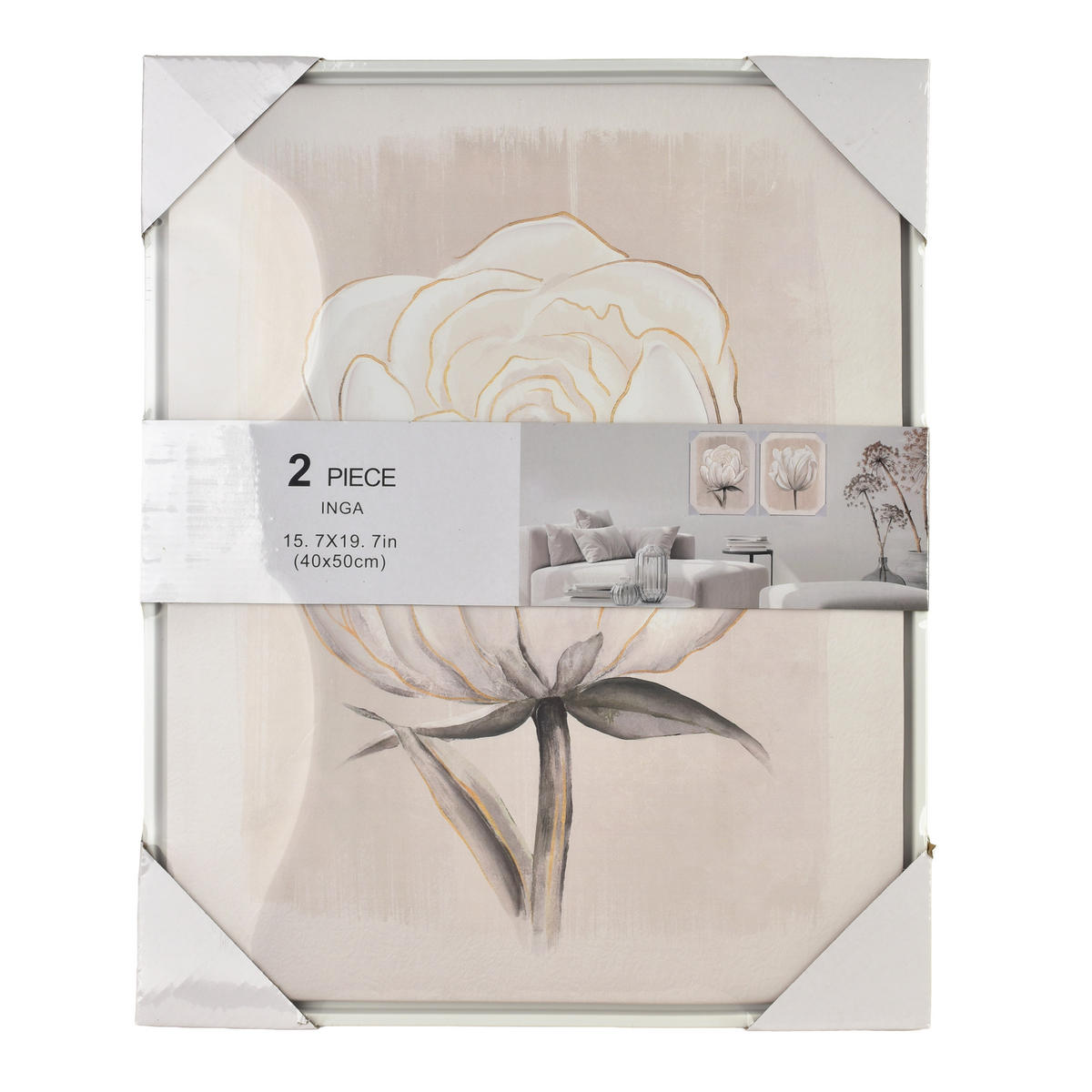 BILD Inga 2er Set 40/3/50 cm Kunstoff - Weiß, Kunststoff (40/50cm) - Mondex