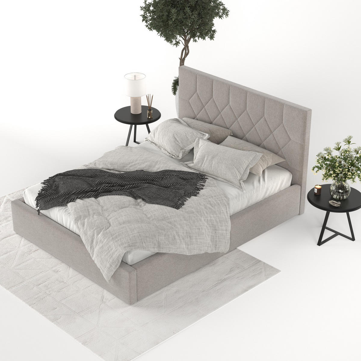 POLSTERBETT Brisa 180/200 cm Beige im Asti Stoff - Beige/Schwarz, Holz/Holzwerkstoff (180/200cm) - AltaBeds