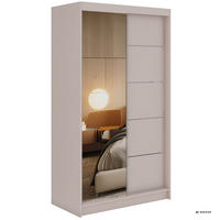 SCHWEBETÜRENSCHRANK 120 - SKORIA - Kaschmir mit Spiegel - Kaschmir/Alufarben, Holzwerkstoff/Metall (120/216/61cm) - MKS