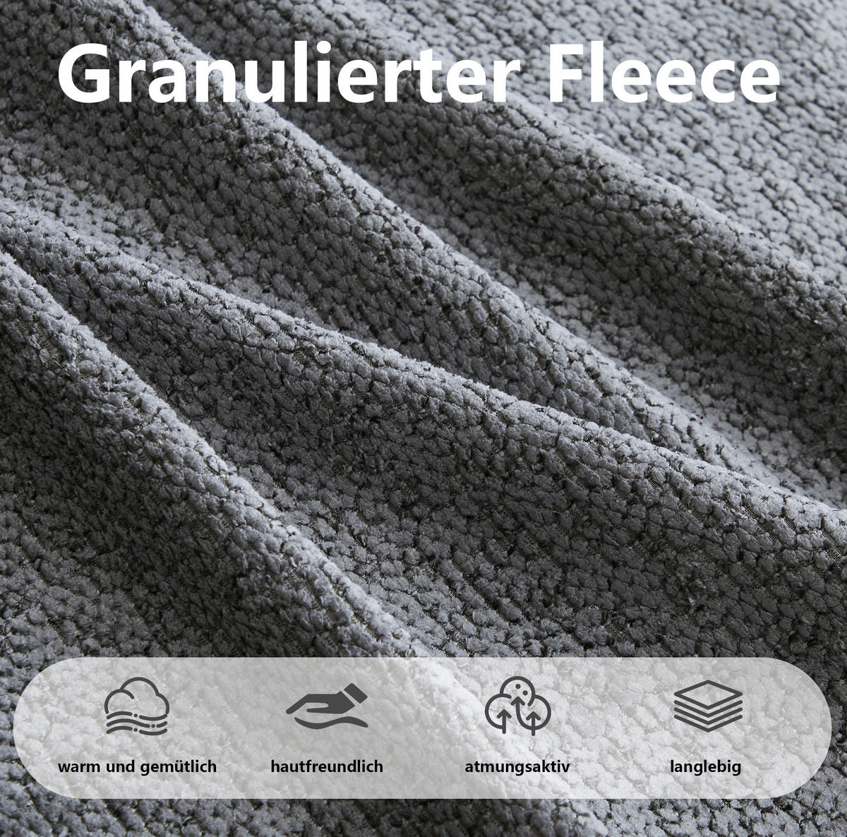 SOFA 210/104/79 cm in Grau, modular, aus Granulierter Fleece, ohne Aufbau - Grau, Textil (104/79/210cm) - Flora Grace