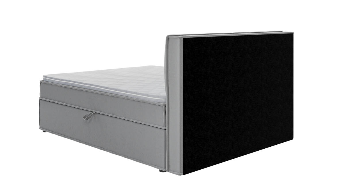 BOXBETT Eclipse 160/200 cm Grau Luxusmicrofaser - Schwarz/Grau, Holz/Kunststoff (160/200cm) - S-Style Möbel