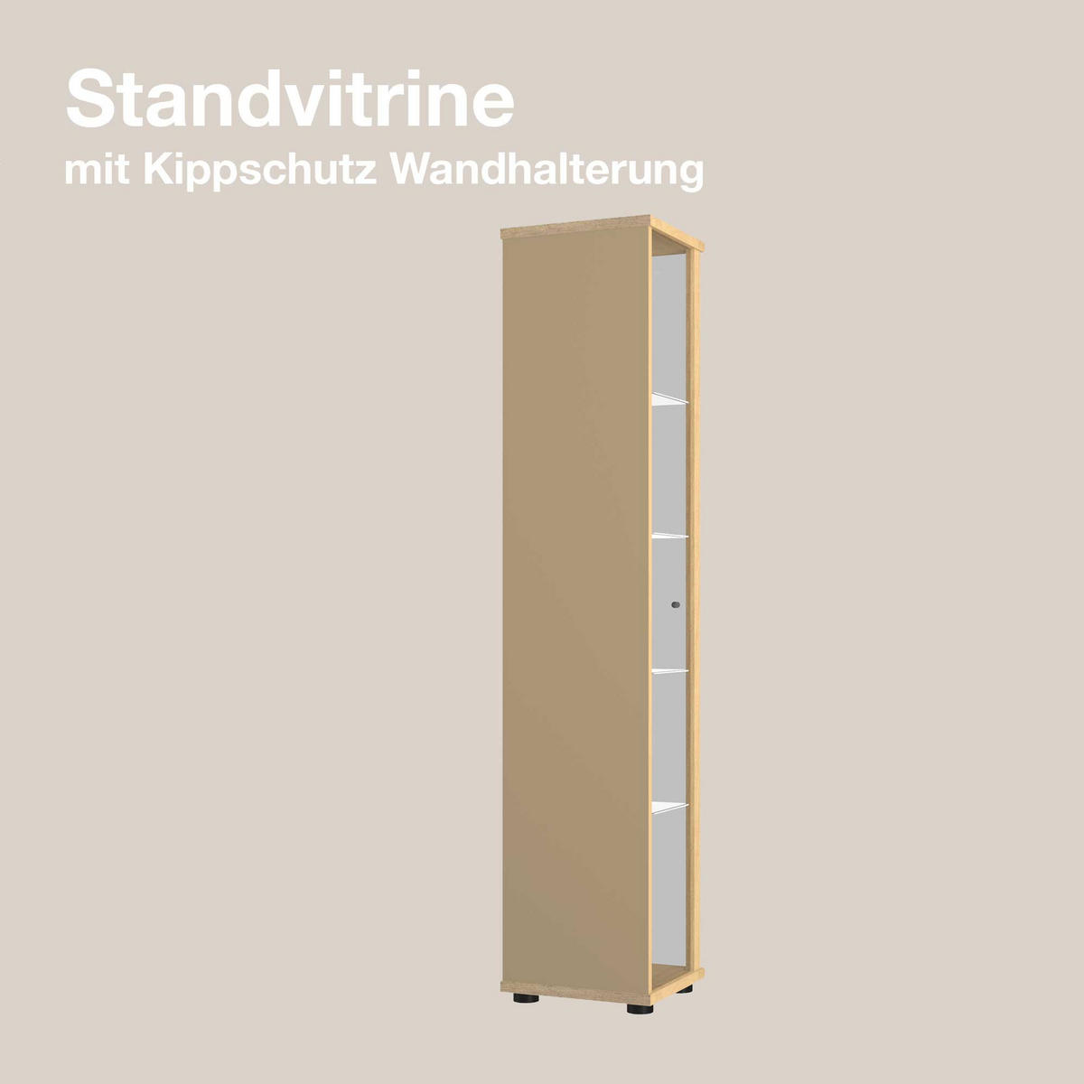 GLASVITRINE 33/37/176 cm mit Spiegel, LED, Schloss & 4 höhenverstellbaren Glasböden - Transparent/Silberfarben, Glas/Holzwerkstoff (37/176/33cm) - K-Möbel