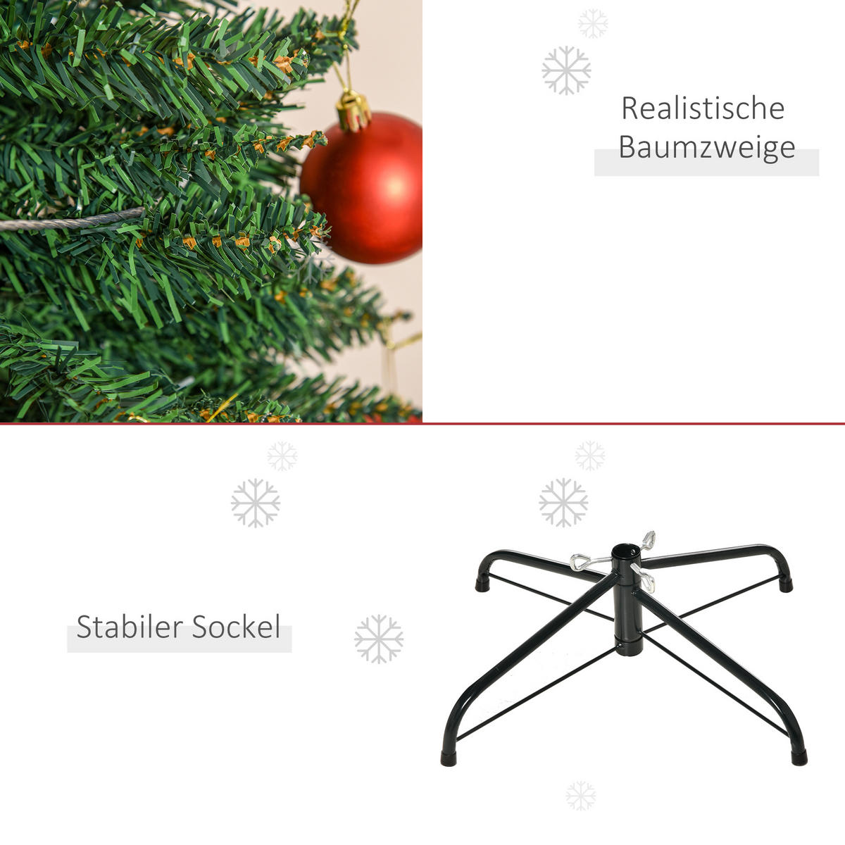 WEIHNACHTSBAUM 499 Spitzen Tannenbaum mit Kunststoffständer PVC Grün - Grün, Kunststoff (210cm) - HOMCOM