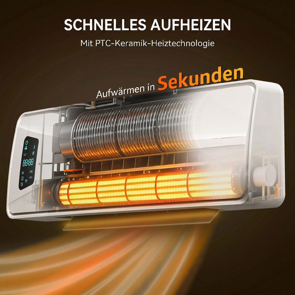 WANDMONTIERTER-ELEKTROHEIZER ABS PA Weiß - Weiß, Kunststoff (18.7/14.5/54cm) - HOMCOM