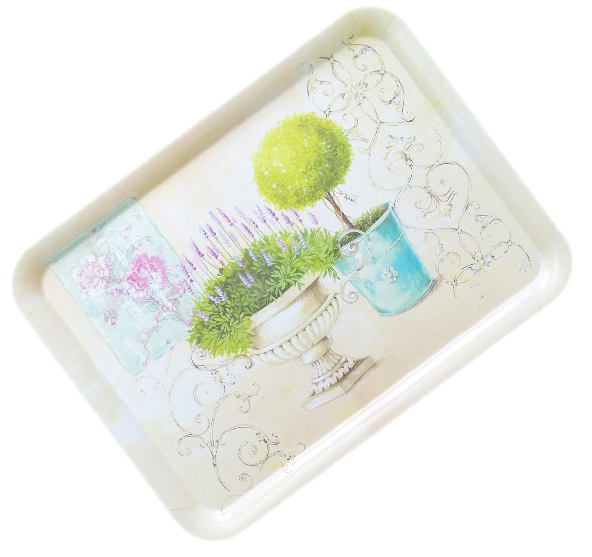 TABLETT Garten, rechteckige Melamin Serviertablett 50x37 cm - Grün, Kunststoff (37/2/50cm) - Lashuma
