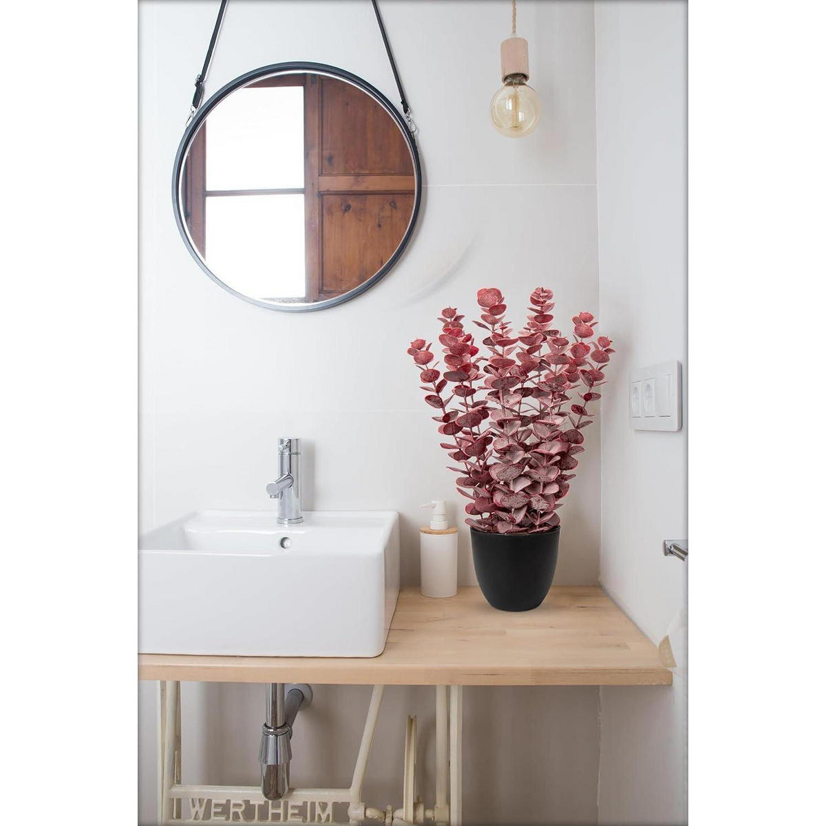 KUNSTPFLANZE Eukalyptus Rot 40 cm - Rot, Kunststoff (44cm)