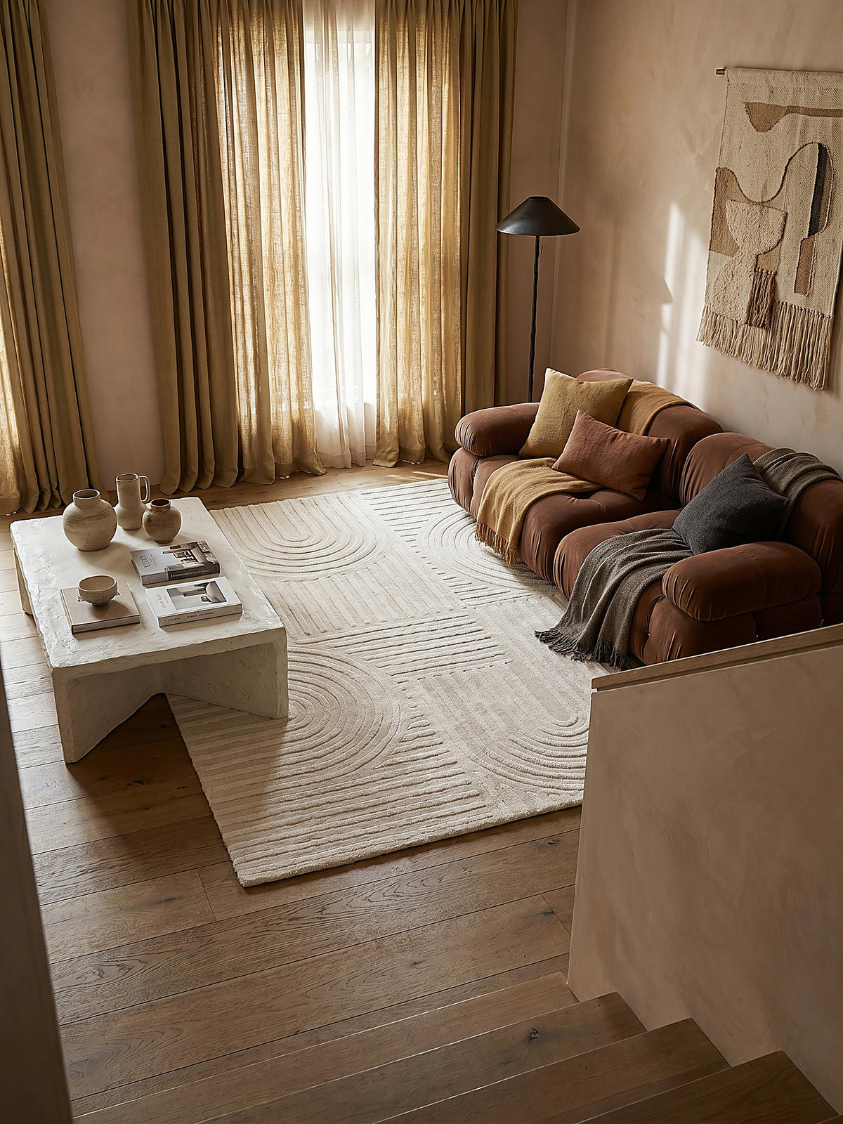 TEPPICH aus Wolle LEVEN in Elfenbein, geometrisch, 120 x 170 cm - Champagner, Textil (120/170cm) - KADIMA DESIGN