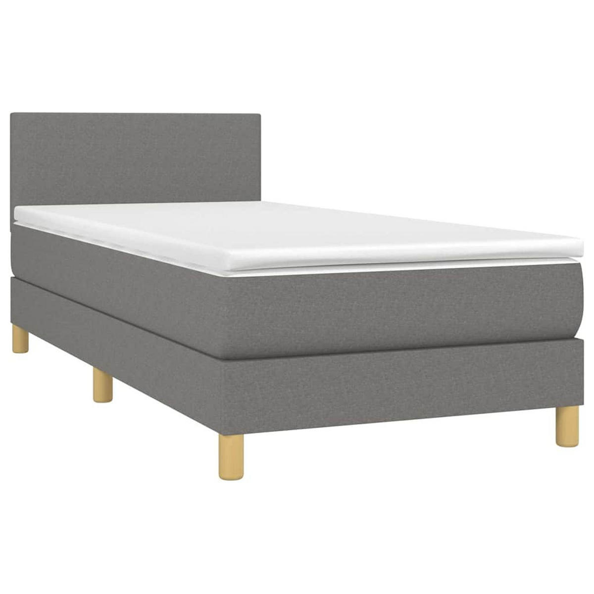 BOXSPRINGBETT Mit Matratze Dunkelgrau 80/200 Cm Stoff - Weiß, Textil (80/200cm) - vidaXL