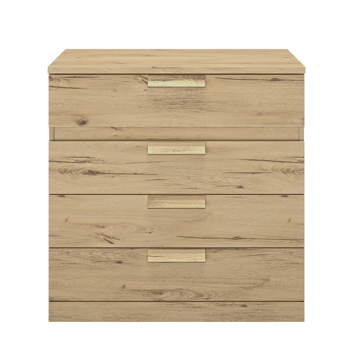 KOMMODE 4 Schubladen Cyrus - Französische Herstellung - 81/45/81 cm - Nussbaumfarben, Holzwerkstoff (45/81/45cm) - Calicosy