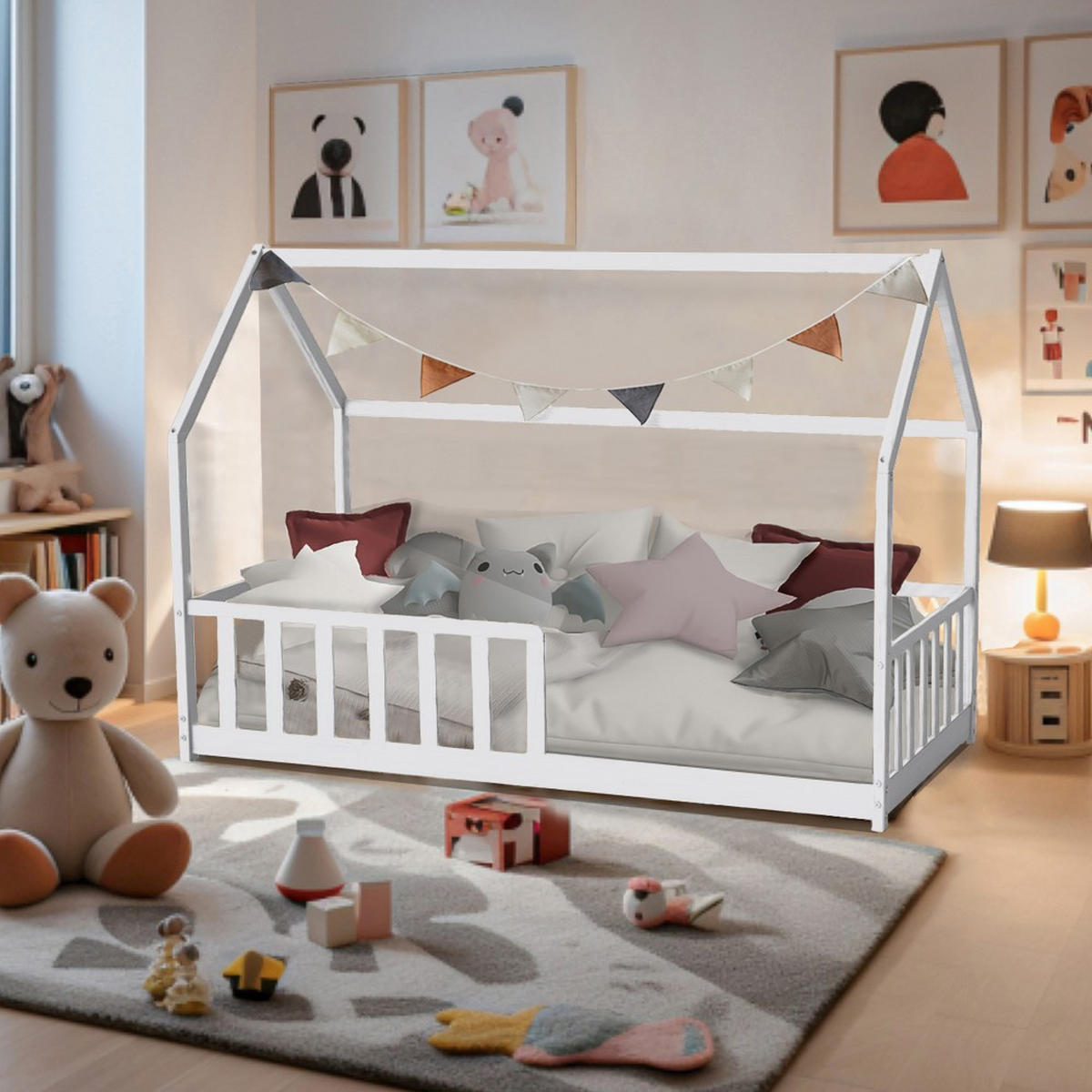 HAUSBETT KIWI mit Matratze/ Kinderbett 90x190 cm - Weiß - Weiß, Holz (90/190cm) - Weber Industries