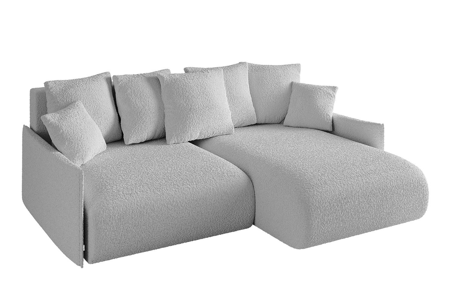 ECKSOFA Ottomane rechts ONESK-L -v1 216x177x72 Hellgrau Bouclé - Hellgrau, Holzwerkstoff/Kunststoff (177/216cm) - ALTDECOR