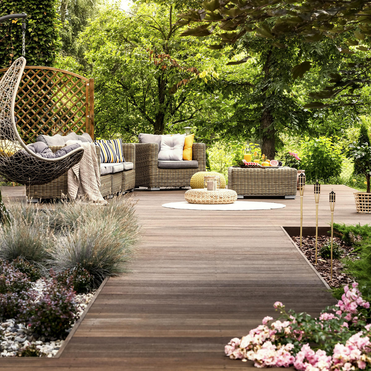 10XGARTENFACKEL - Hellbraun, Holz/Metall (80cm) - Relaxdays