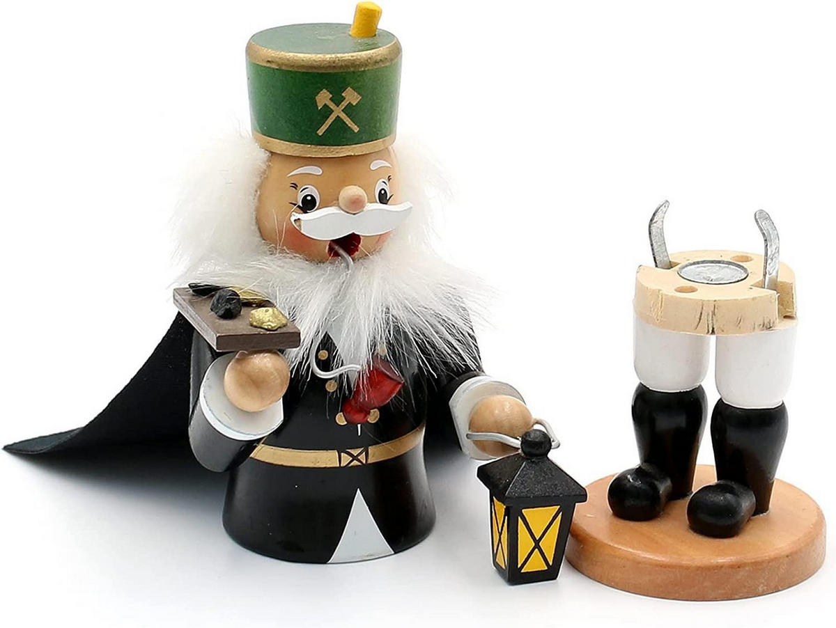RAUCHFIGUR Bergmann mit Umhang u. Erzbrett 9/6/17 cm - Schwarz, Holz (6/17/9cm) - Dekoteam24