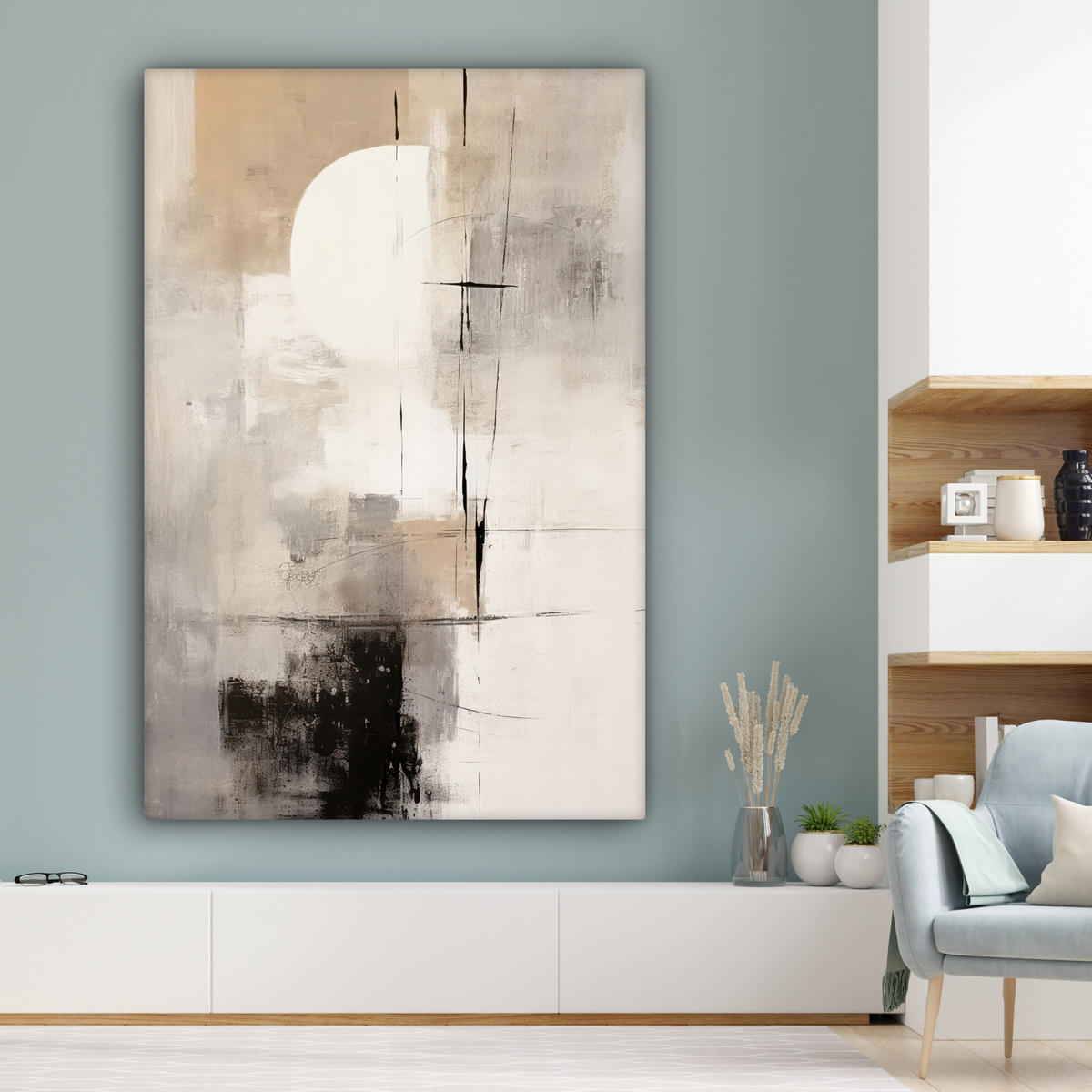 LEINWANDBILD Abstrakt - Kunst - Grau Deko Groß 90x140 cm - Hellgrau, Textil (90/140cm) - MuchoWow