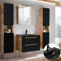 BADMÖBEL-SET 4-TLG. New-luton - Anthrazit, Holzwerkstoff (180/195/46cm) - Lomado