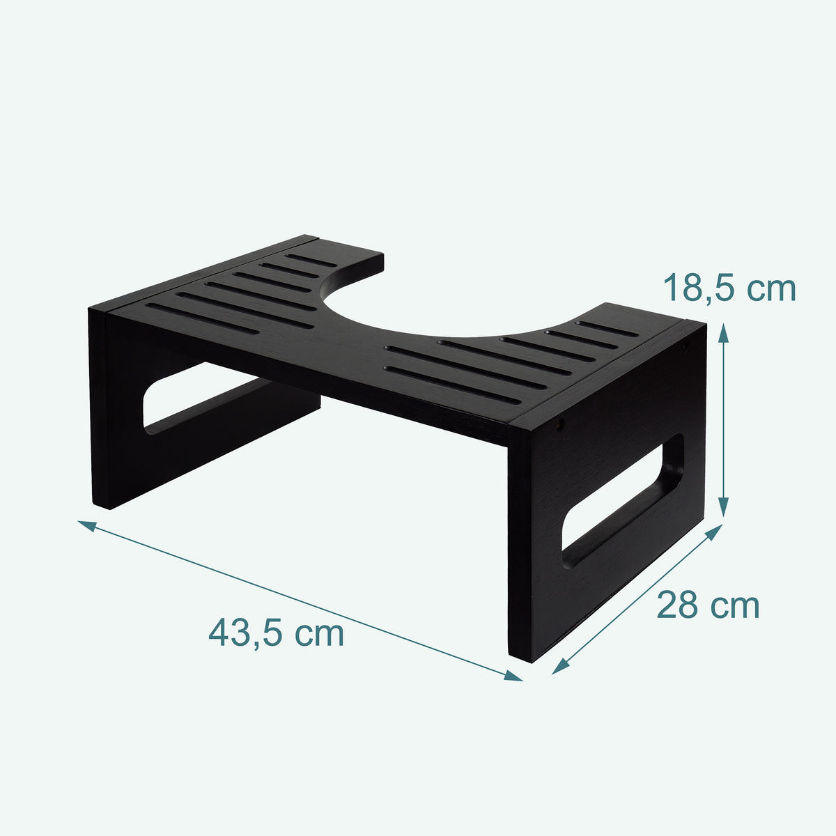 STOLEC za wc - črna, tekstil/les (43.5/18.5/43.5cm) - Relaxdays