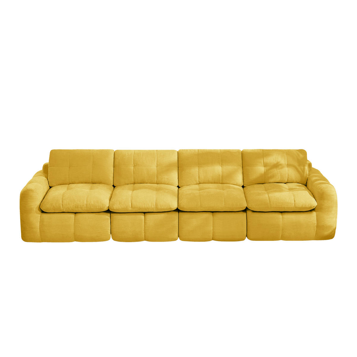 4-SITZER-SOFA DE-34464 Chenille-Bezug Gelb - Gelb, Textil (97/68/334cm) - ComfortXL