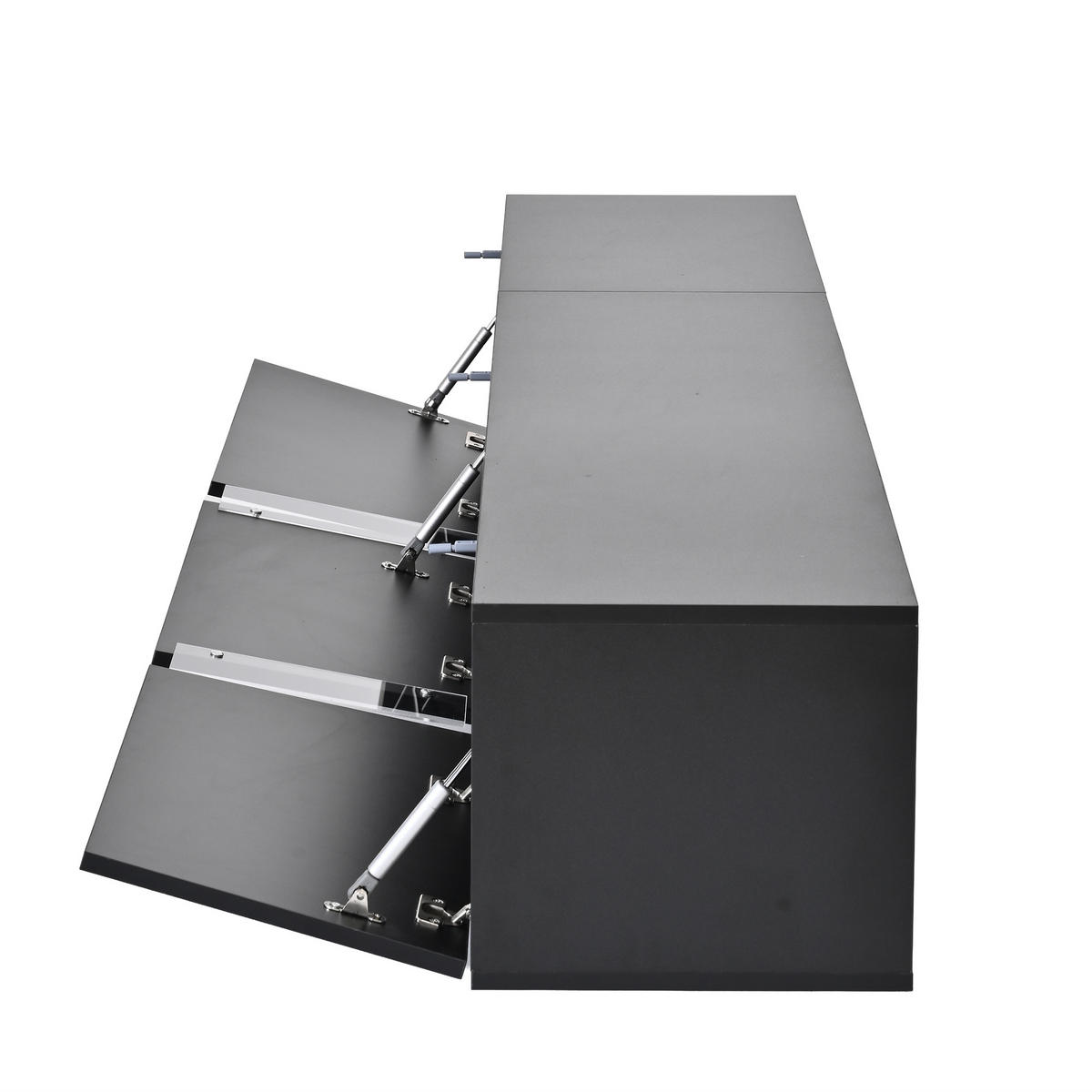 TV-SCHRANK Wandmontiert LED Hochglanz 3 Türen Schwarz - Schwarz, Holzwerkstoff (180/30/35cm) - FLIEKS