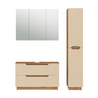 BADMÖBEL-SET Lotta Eiche/Kaschmir gestreift 3 Teile - Kaschmir/Eichefarben, Holzwerkstoff (99.4/62.5/32cm) - Vicco