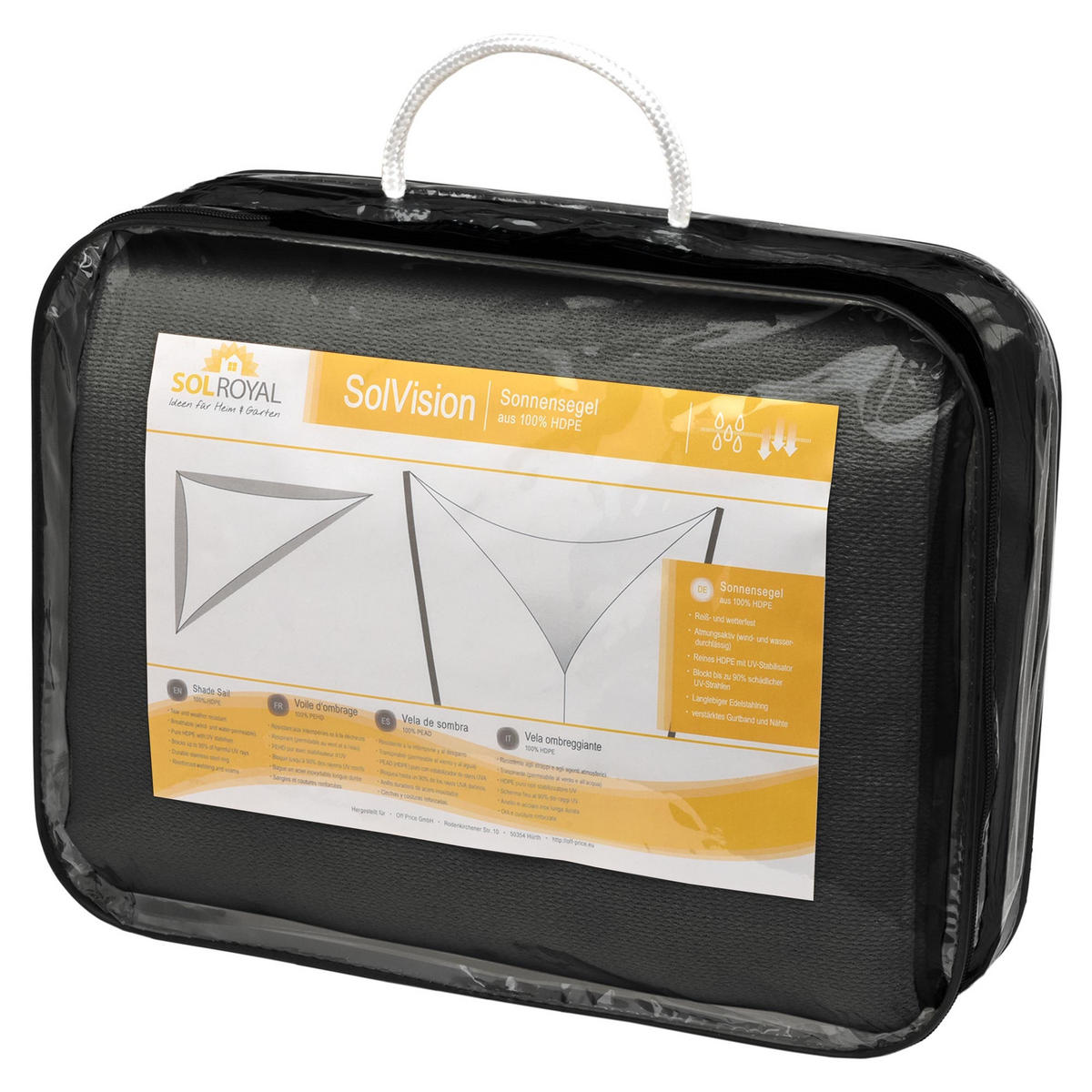 SONNENSEGEL SolVision HS9 360/360/360 cm dreieckig Anthrazit HDPE - Anthrazit, Kunststoff (360/360cm) - Sol Royal