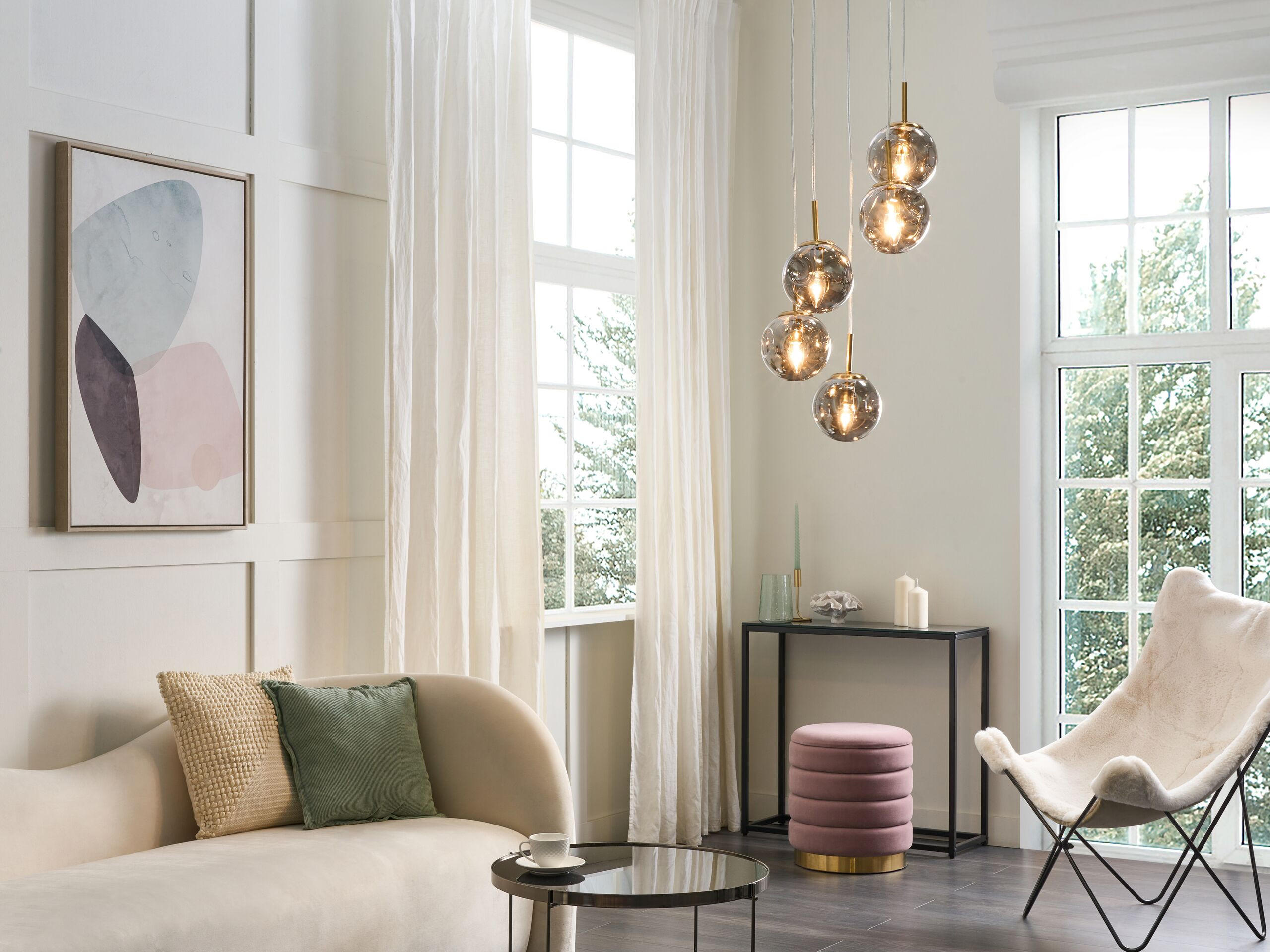 HÄNGELAMPE Ralfes 30/30/119 cm - Transparent, Glas (30/30/119cm) - Beliani