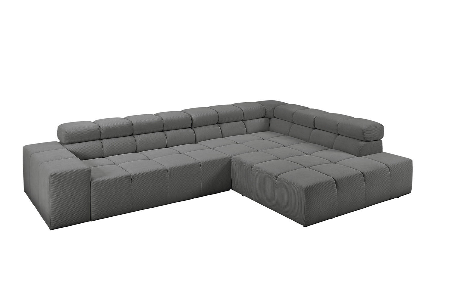 ECKSOFA NEVADA Anthrazit Cord - Anthrazit/Schwarz, Kunststoff/Textil (319/215cm) - KAWOLA