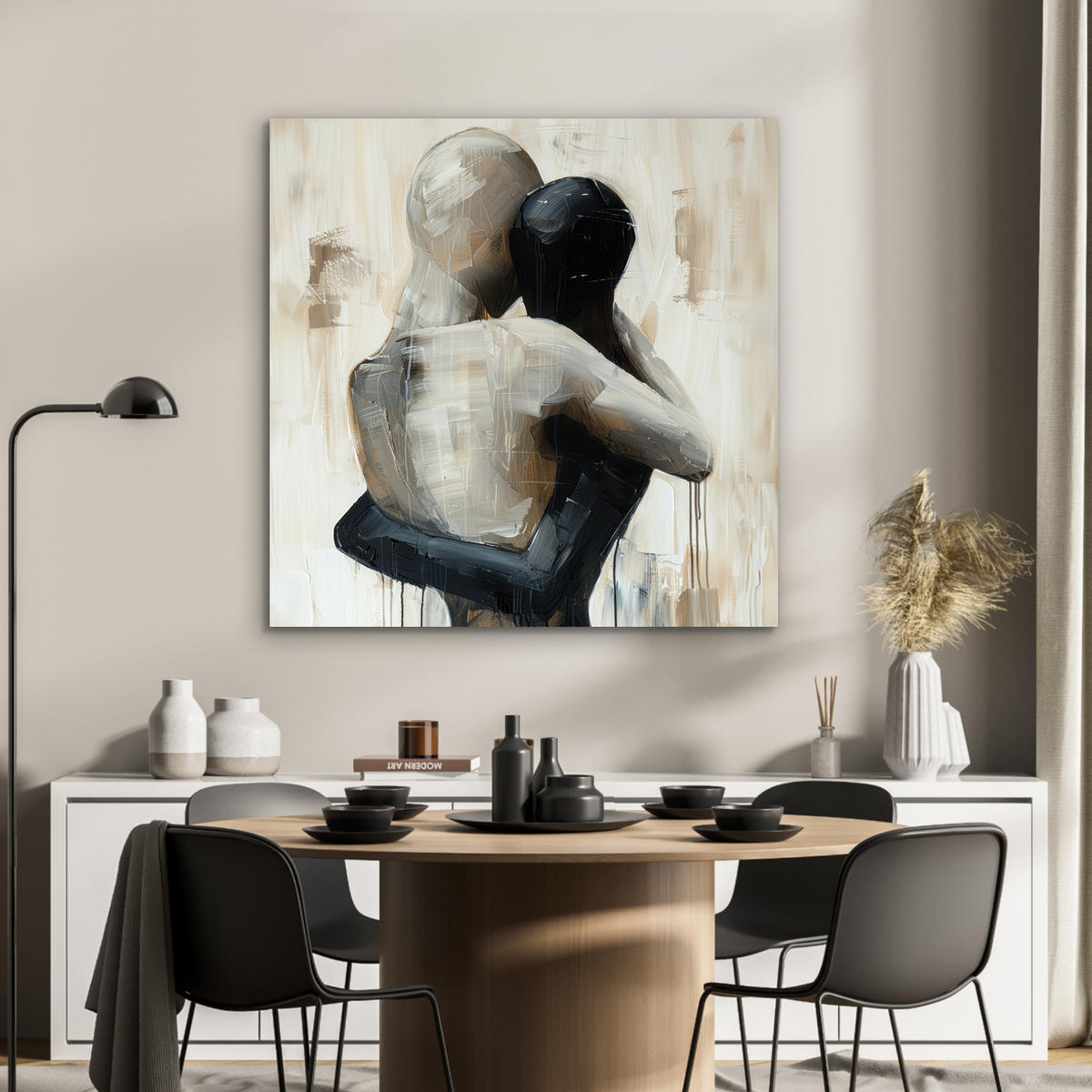 KOVOVÝ OBRAZ Abstraktné - Láska - Čiernobiele - Moderné 90x90 cm - čierna, kov (90/90cm) - MuchoWow