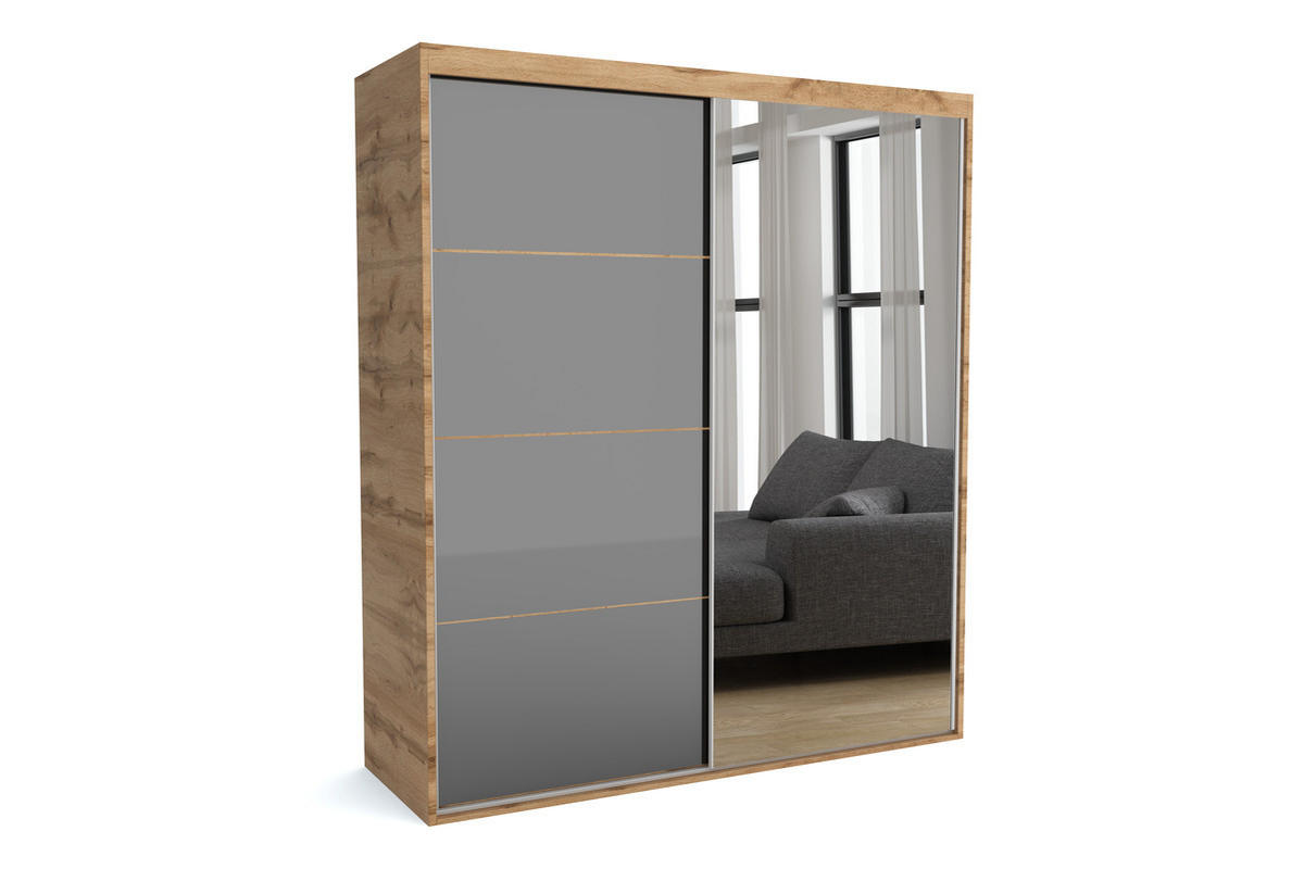 KLEIDERSCHRANK MAT A Grau 130x60x205 cm - Grau, Holzwerkstoff (130/205/60cm) - FURNLUX