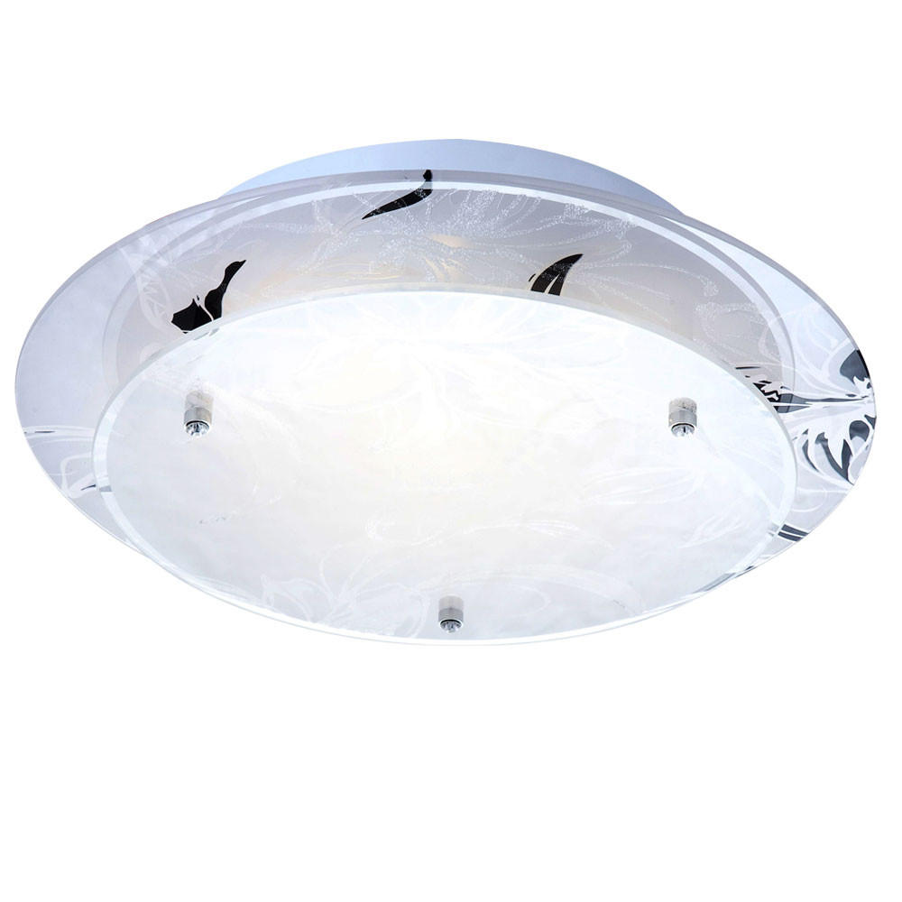 LED DECKENLEUCHTE Claire Glas Weiß - Weiß, Glas (25/25/9.5cm) - Globo Lighting