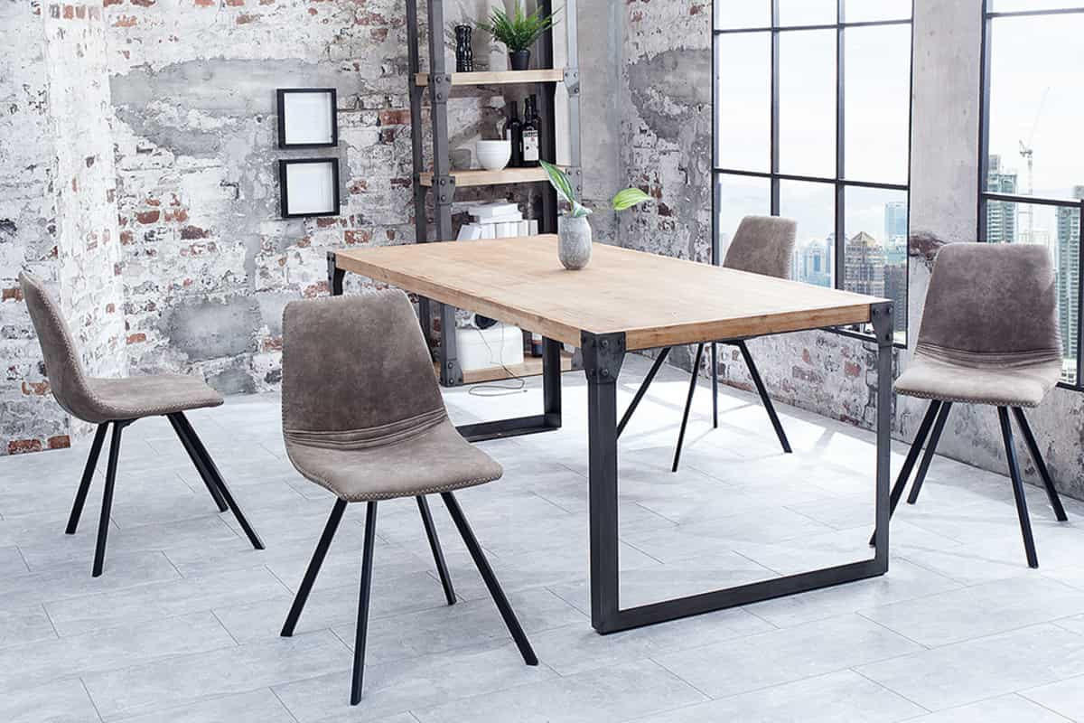 STUHL AMSTERDAM CHAIR Microfaser Grau 85 cm - Taupe/Schwarz, Textil/Metall (47/83/59cm) - riess-ambiente