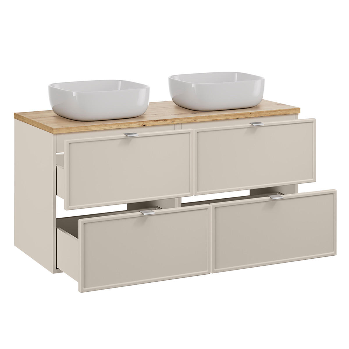 KOUPELNOVÝ NÁBYTEK 120.6cm Alba 2er-Set Kašmír - béžová, kompozitní dřevo (120.6/59/46cm) - Petits-meubles