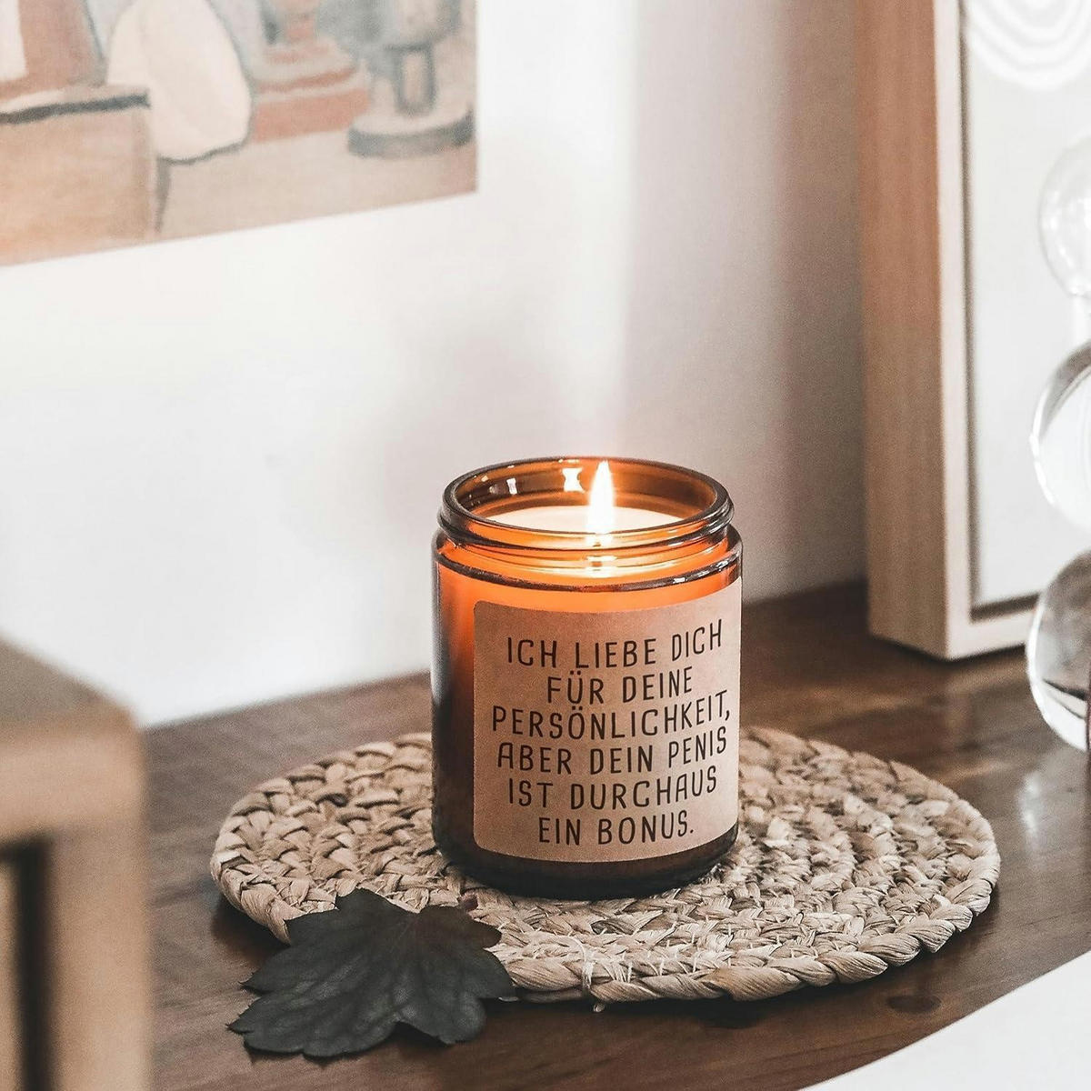 DUFTKERZE Teakholz Maskulin 100% Sojawachs Geschenkbox - Braun, Paraffin (7.5cm)