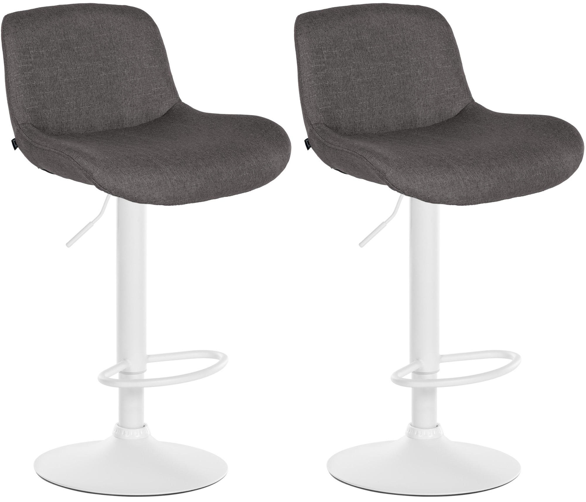 BARHOCKER 2er Set Stoff Dunkelgrau - Dunkelgrau/Weiß, Textil/Metall (50/85/50cm) - CLP