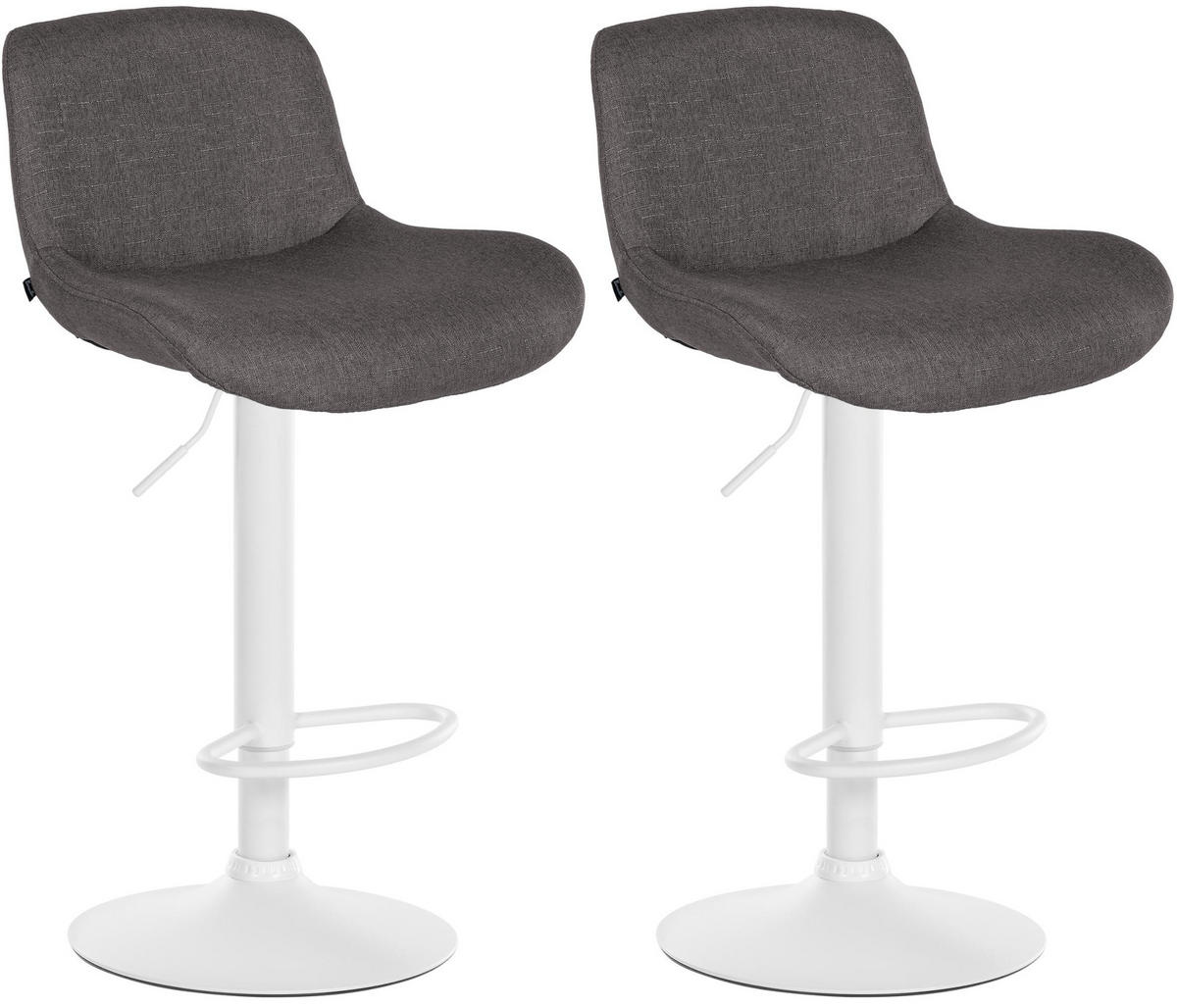 BARHOCKER 2er Set Stoff Dunkelgrau - Dunkelgrau/Weiß, Textil/Metall (50/85/50cm) - CLP