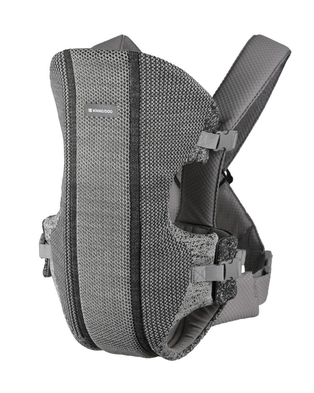BABYTRAGE Gwen Fly grau Strickstoff, Bauchtrage, Rückentrage, Cross-Body-Sicherung, 9 kg - Grau, Textil (22/10/32cm) - Kikka boo
