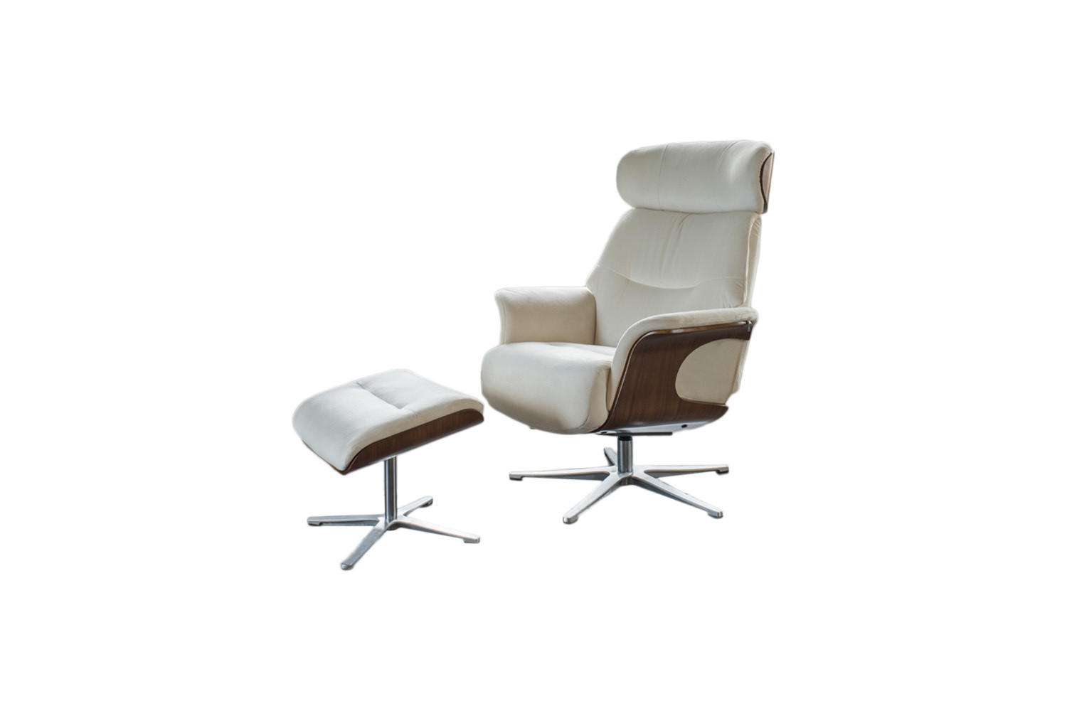 RELAXSESSELSET TOSAR Cremeweiß Velvet - Silberfarben/Creme, Textil/Metall (83/110/89cm) - KAWOLA