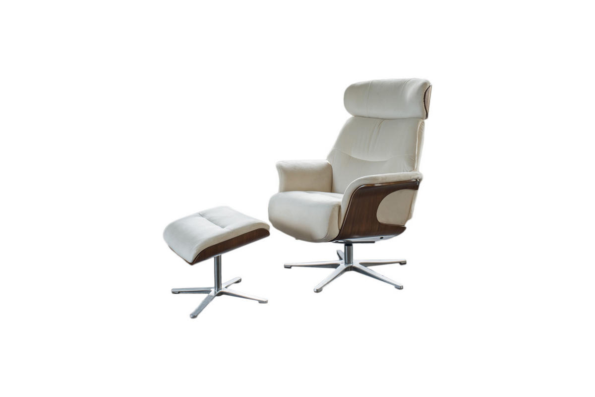 RELAXSESSELSET TOSAR Cremeweiß Velvet - Silberfarben/Creme, Textil/Metall (83/110/89cm) - KAWOLA