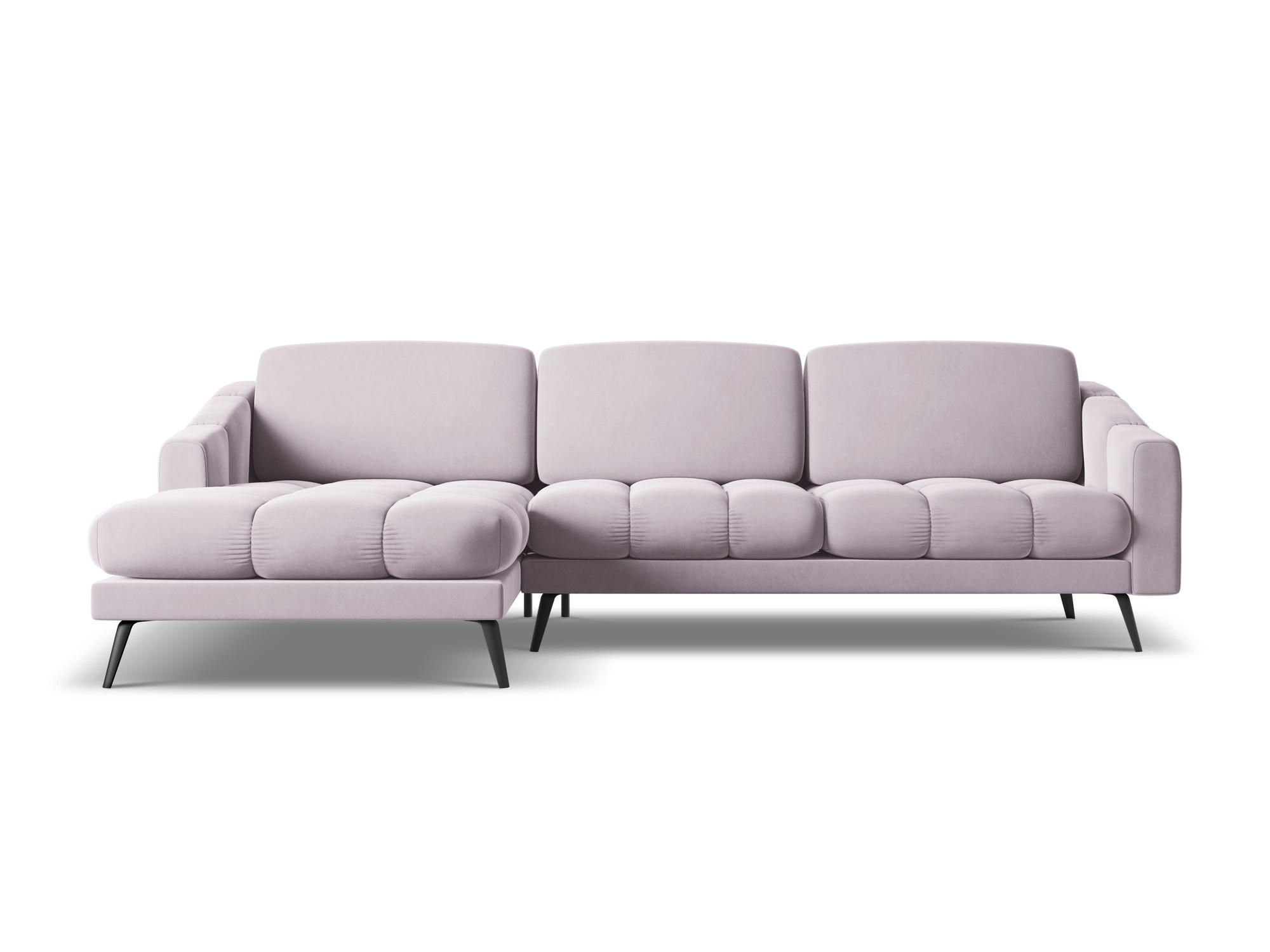 ECKSOFA Links Samt Stoff Violett - Lila/Flieder, Textil/Metall (160/264cm) - Makamii